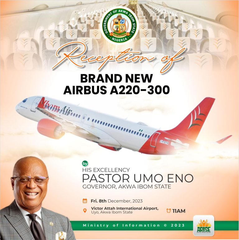 Gov Eno Receives New Airbus A220 – 300, Today, Friday