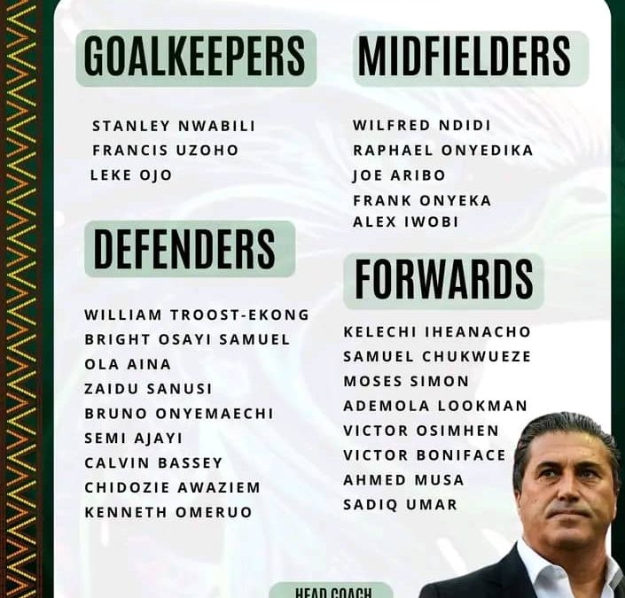 Peseiro Names Osimhen, Musa, 23 Others In Super Eagles Final AFCON Squad