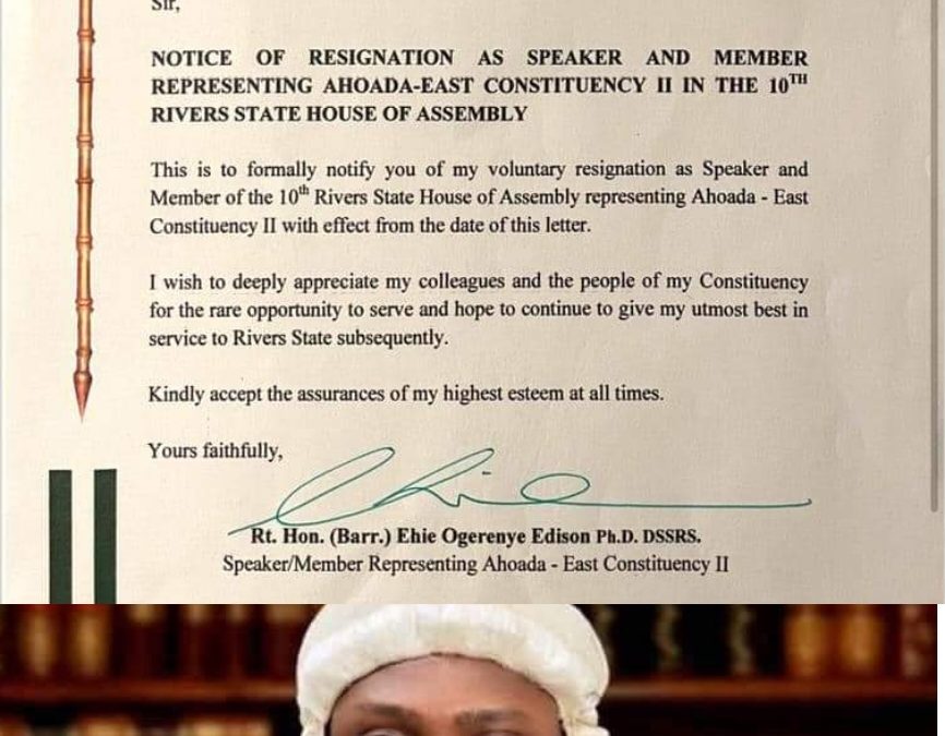 Edison Ehie Resigns As Speaker, Rivers Assembly Member