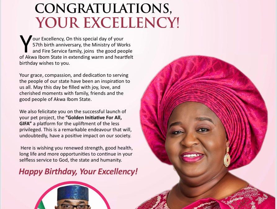 EARCOM Boss  Felicitates With Akwa Ibom First Lady On Her 57th Birthday