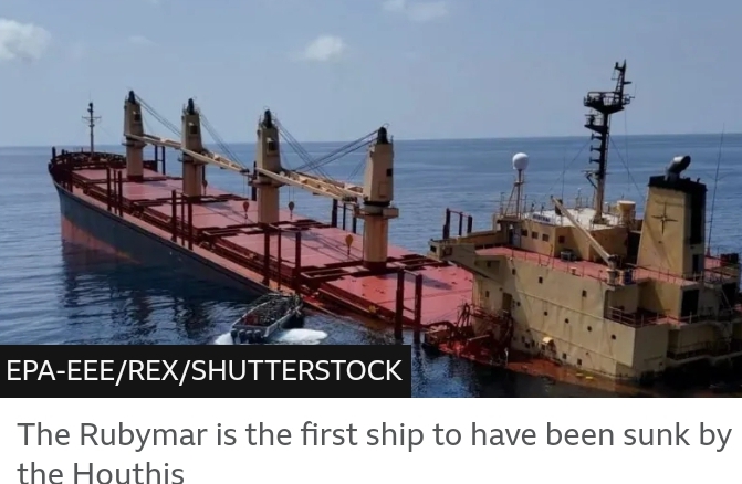 UK-owned Ship Attacked By Houthis Sinks Off Yemen Coast