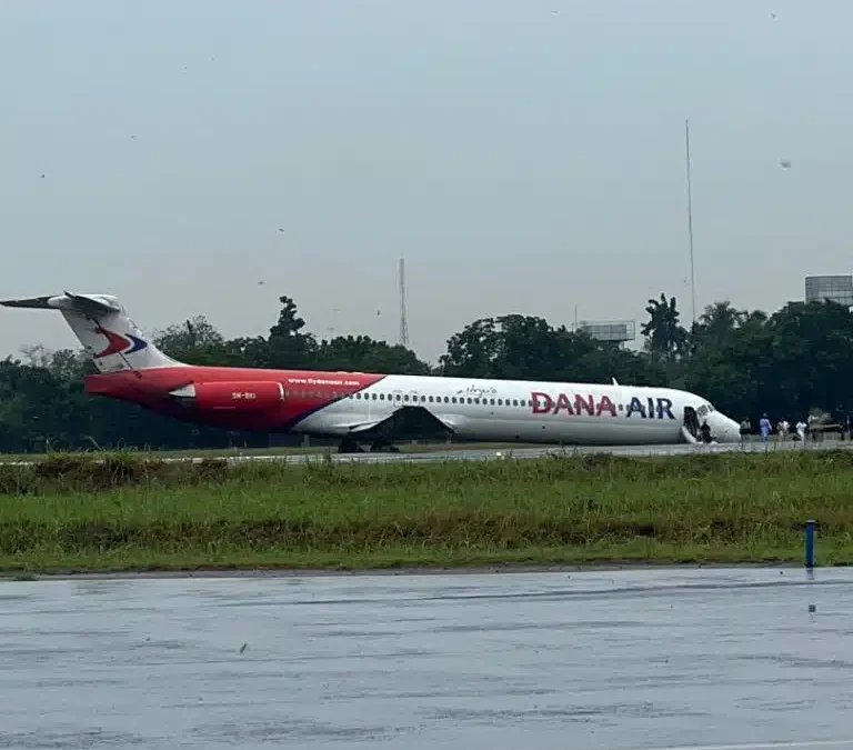 Panic as plane skids off runway in Lagos Airport