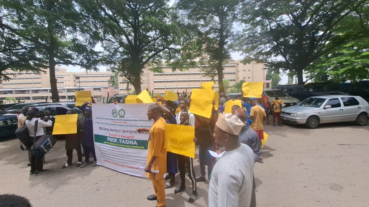 NANS Protests In Abuja Over Alleged Sexual Harassment Of Students By FUOYE VC