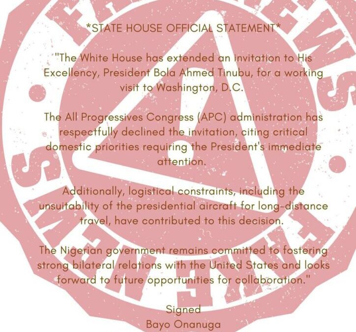 Presidency Debunks Fake White House Invitation Rejection Statement