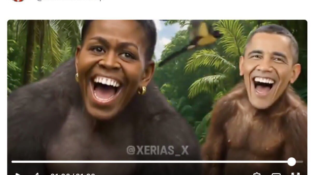 Outrage As Trump Posts Election Conspiracy Video Depicting Obama, Wife As Monkeys
