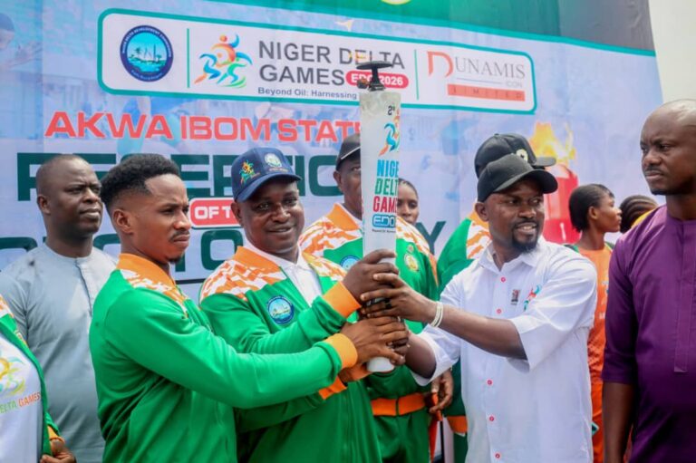 Gov Umo Eno Receives Unity Torch Ahead Of 2026 Niger Delta Games In Edo