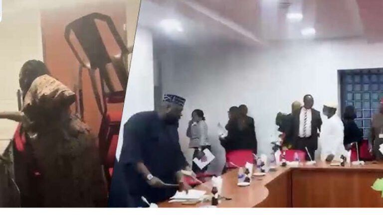 Fire Breaks Out in Senate Hearing Room, Senators Help Douse Flames