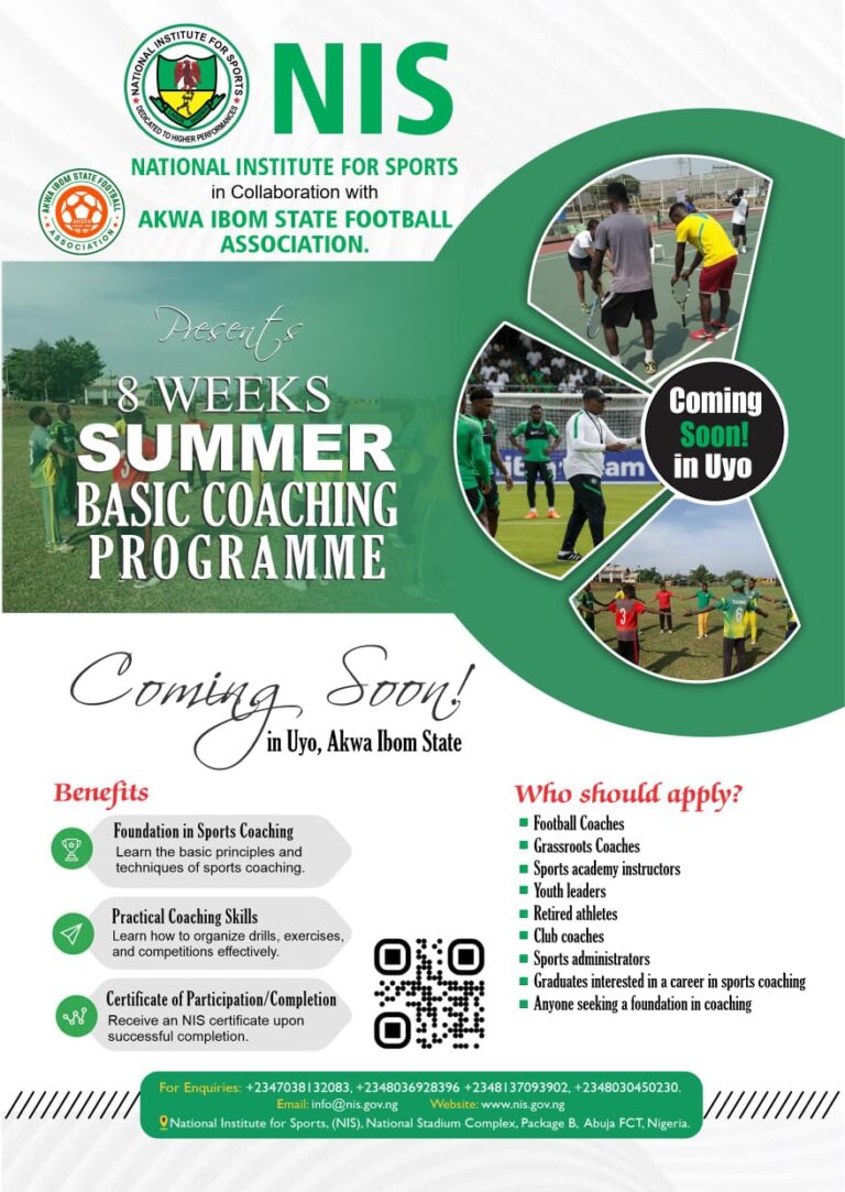 NIS to Launch 8-Week Summer Basic Coaching Programme in Uyo
