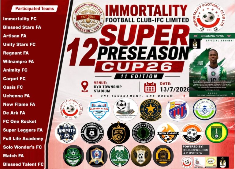 Immortality FC Pre-Season Cup Kicks Off Monday, July 13, With 16 Teams Battling For Glory